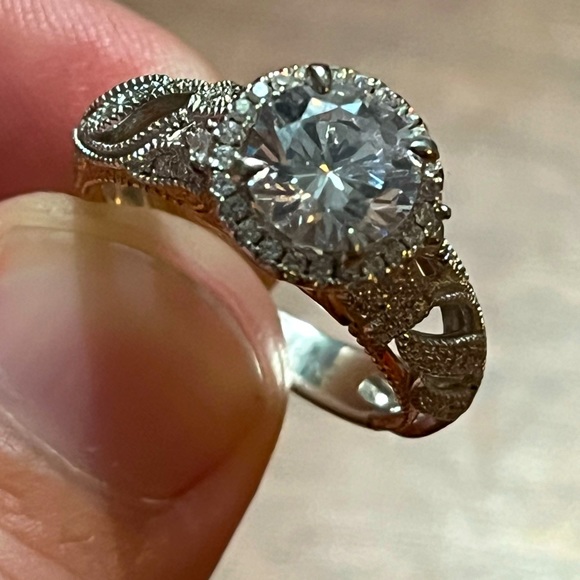 NEW JEULIA LEAF DESIGN ROUND CUT STERLING SILVER RING SET IN 8.5 - Picture 12 of 15